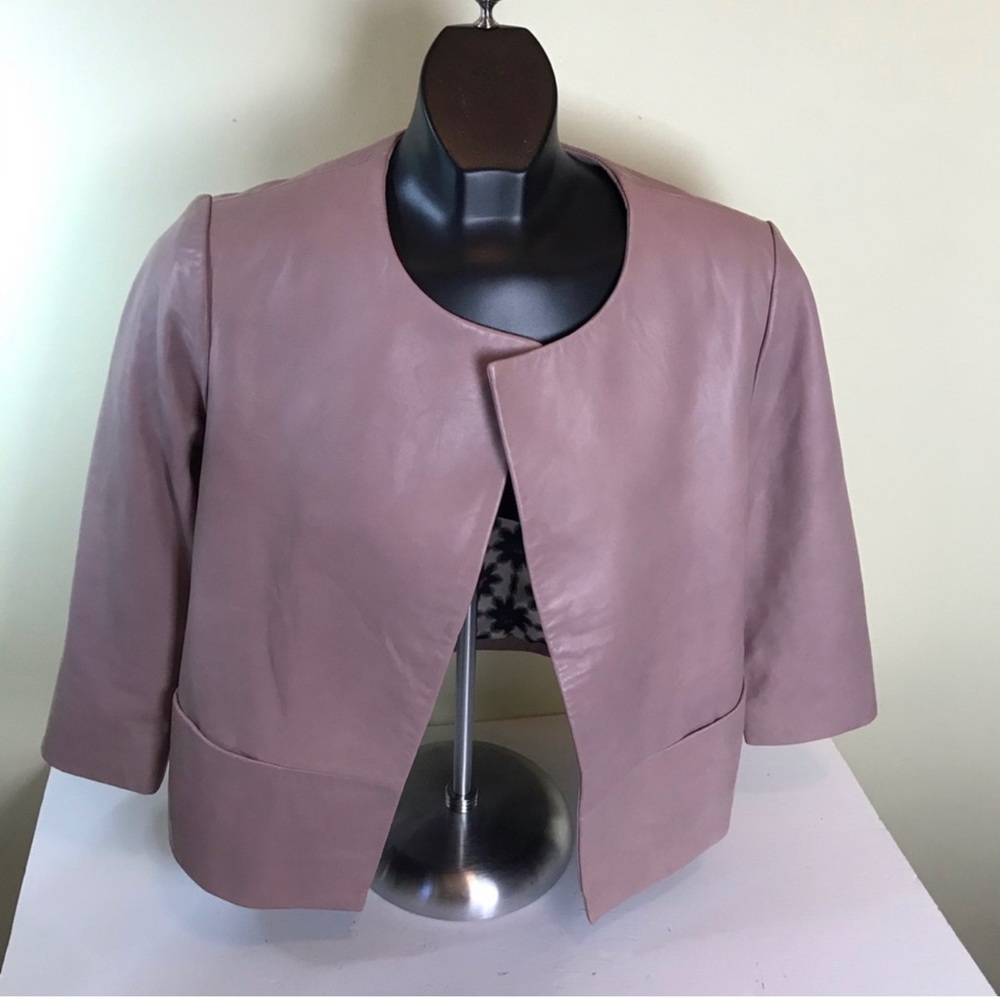 Ted Baker London Dusty Rose Cropped Leather Jacket